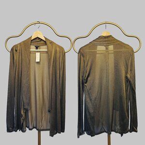 Ann Taylor Sheer Waterfall Open Front Cardigan Bronze Brown Size Small NWT